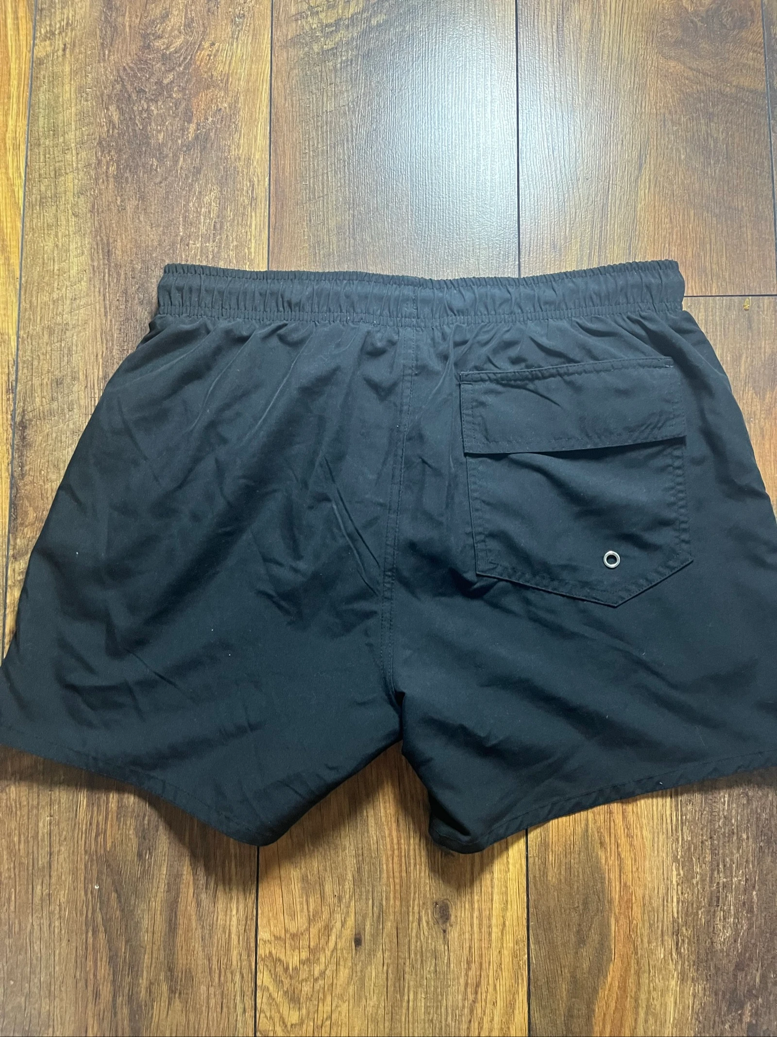 Solid black swim shorts with embroidered palm tree logo. Minimalist style - sun project - Size L - very good condition – photo 7